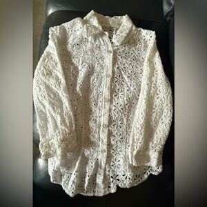 Elegant White Eyelet Blouse